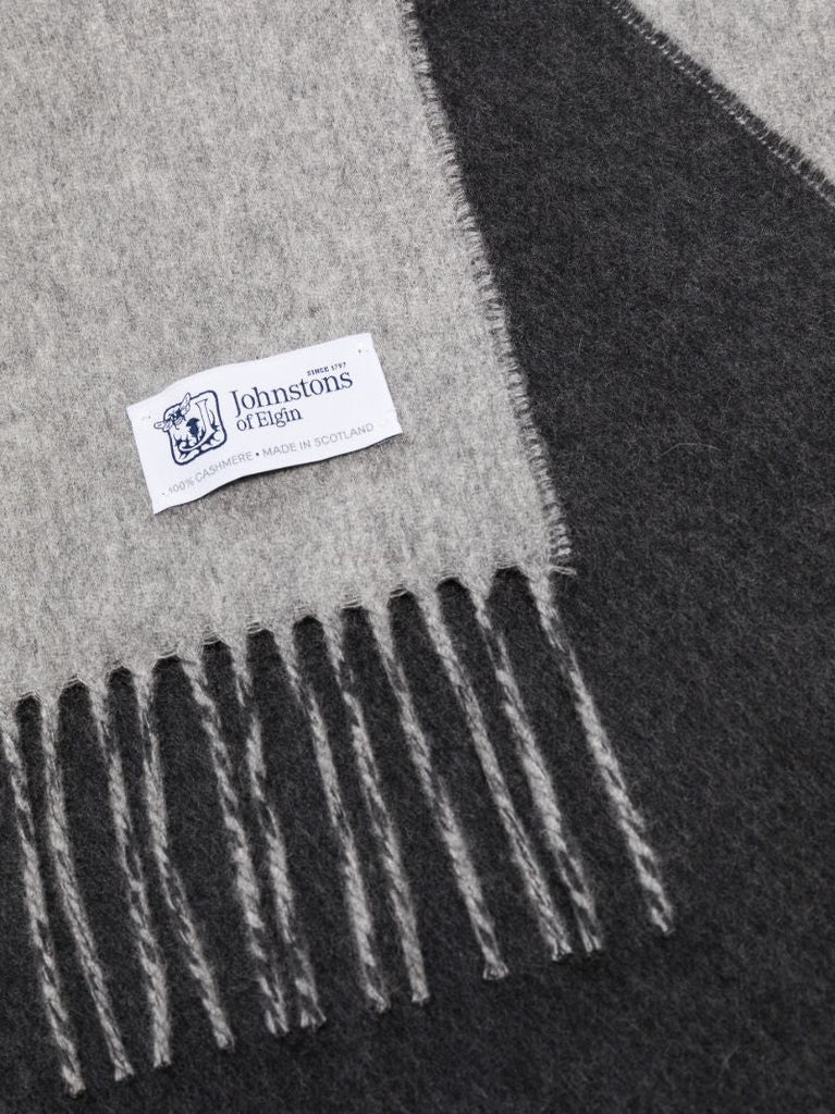 Grey Fringed Cashmere Scarf