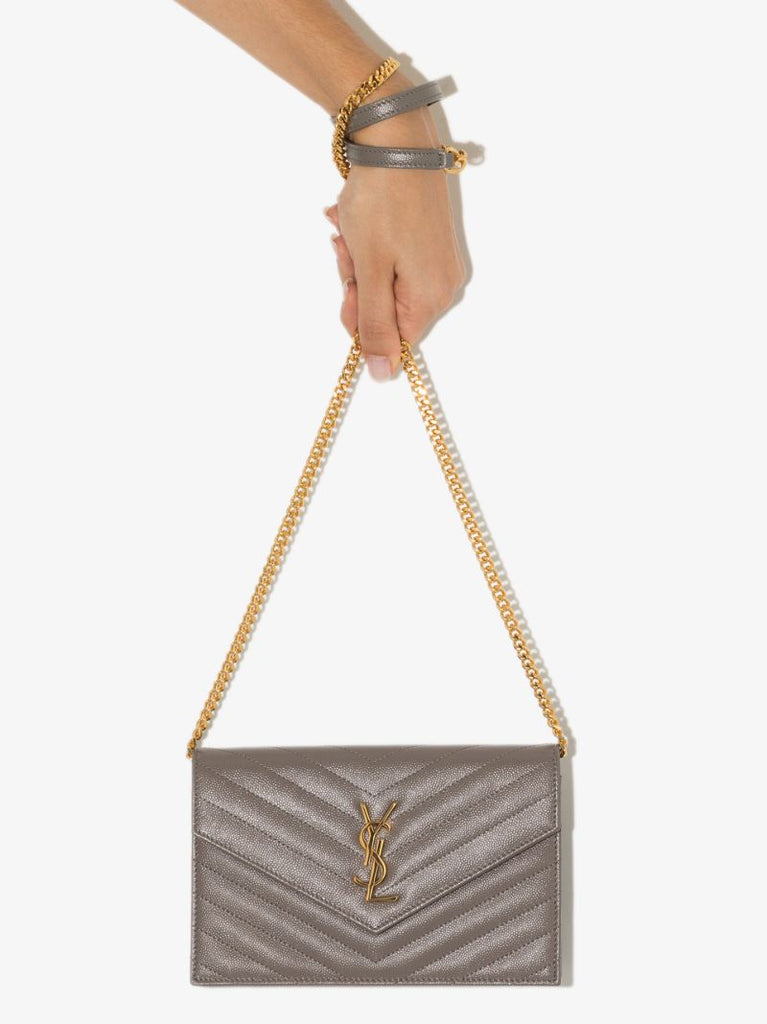 Grey Monogram Leather Cross Body Bag