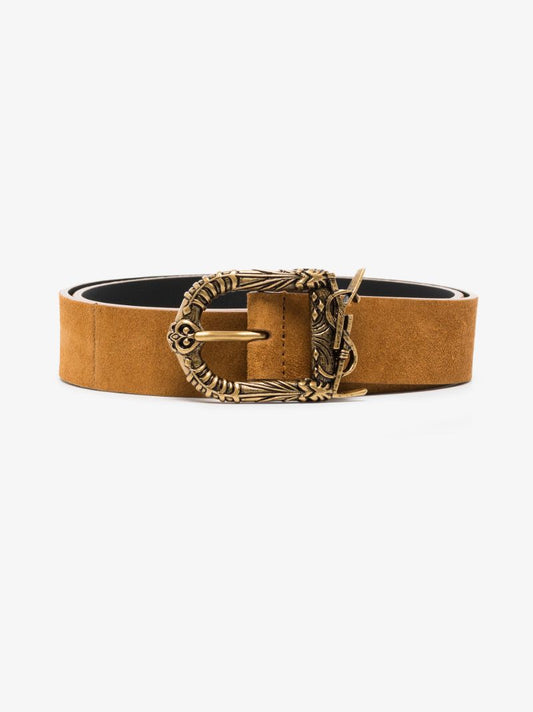 Light Brown Celtic Buckle Suede Belt