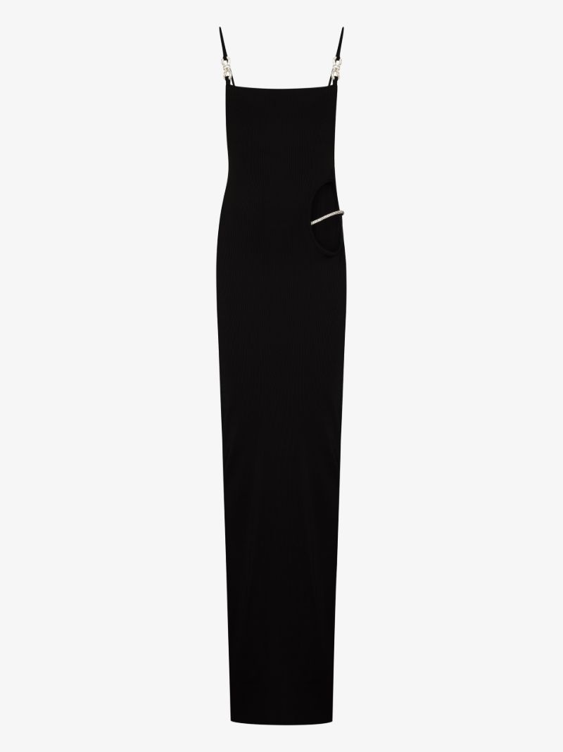 Black Crystal Bow Maxi Dress