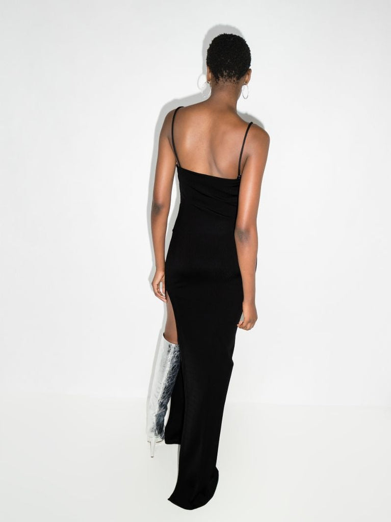 Black Crystal Bow Maxi Dress