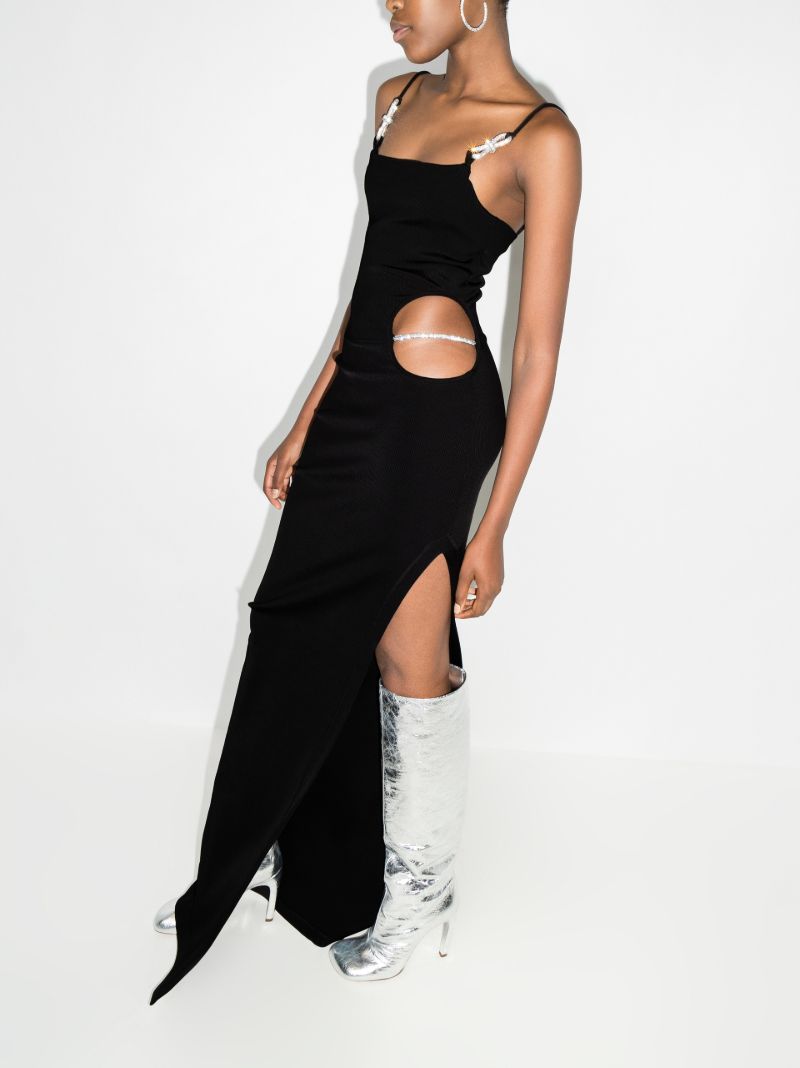 Black Crystal Bow Maxi Dress