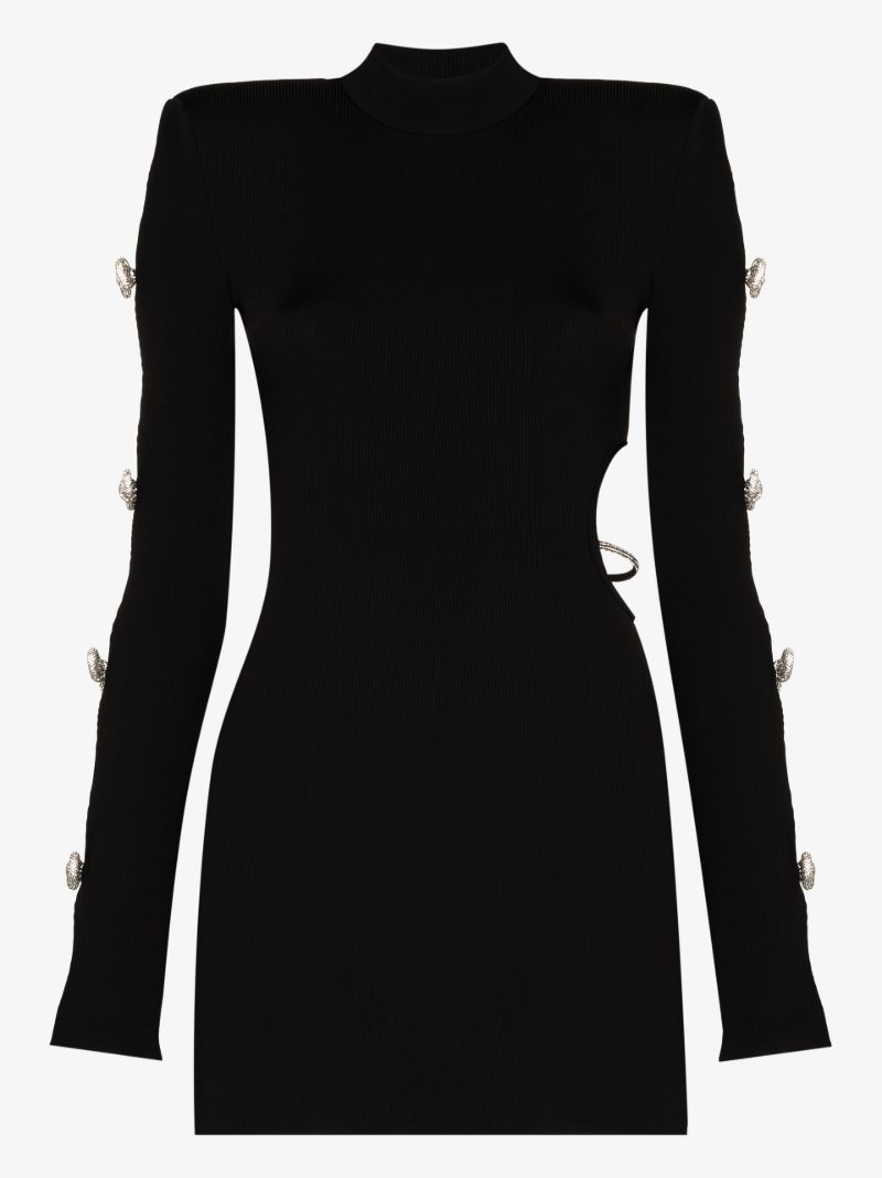 Cutout Crystal Bow Mini Dress