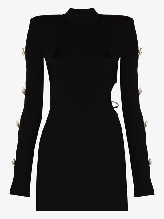 Cutout Crystal Bow Mini Dress