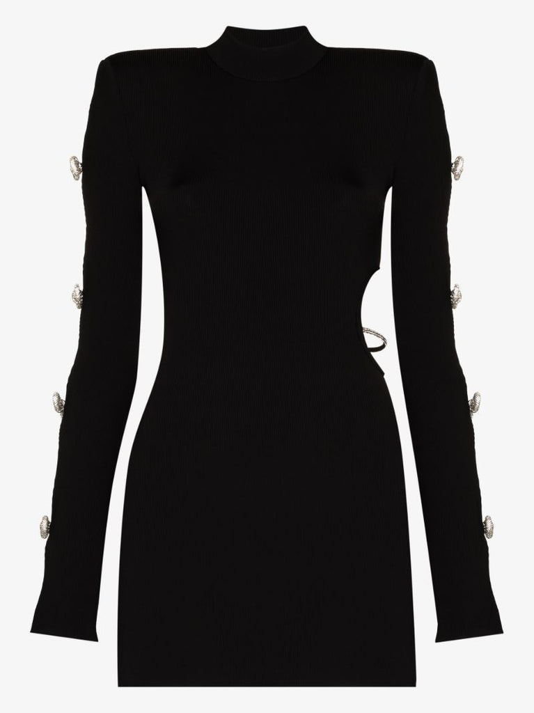 Cutout Crystal Bow Mini Dress