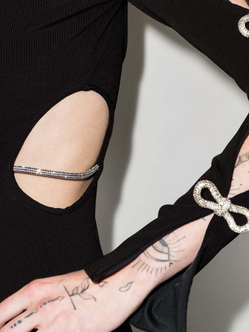 Cutout Crystal Bow Mini Dress