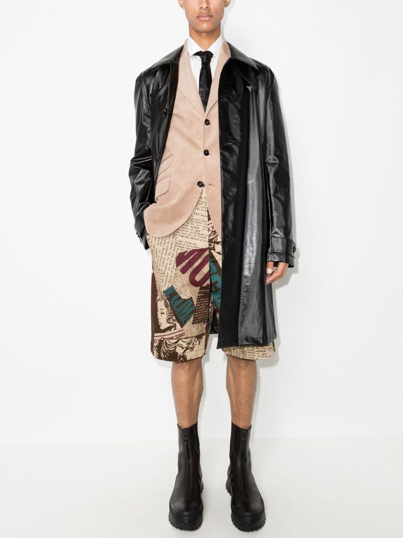 Newspaper Print Bermuda Shorts