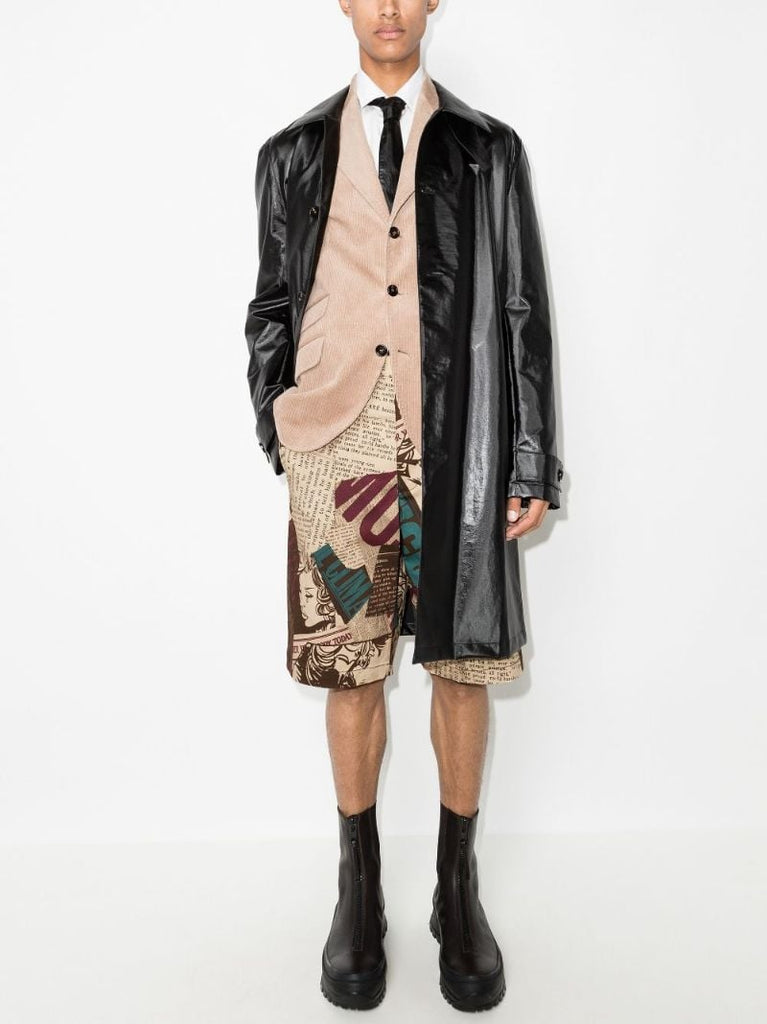 Newspaper Print Bermuda Shorts