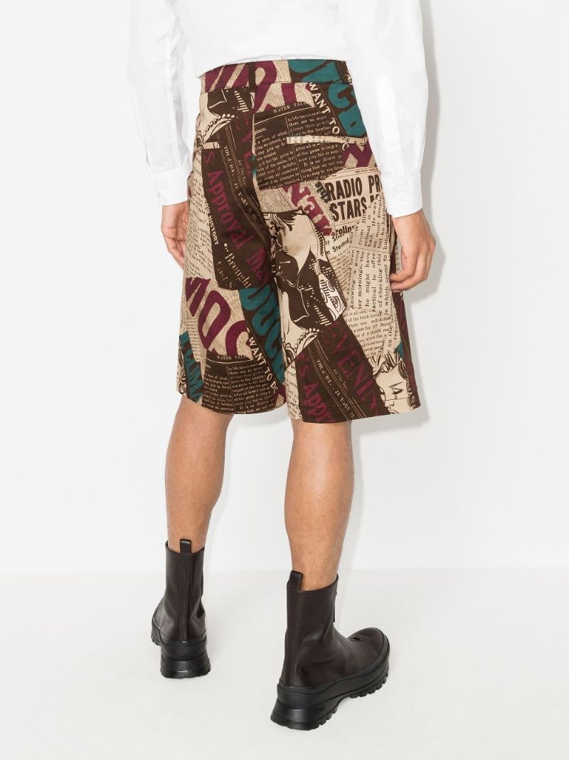 Newspaper Print Bermuda Shorts