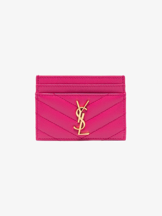 Pink Monogram Leather Card Holder