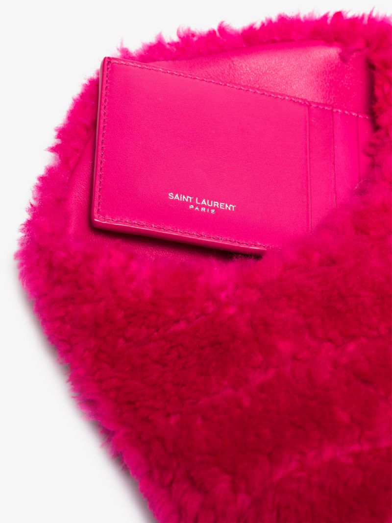 Pink Shearling Envelope Clutch Bag