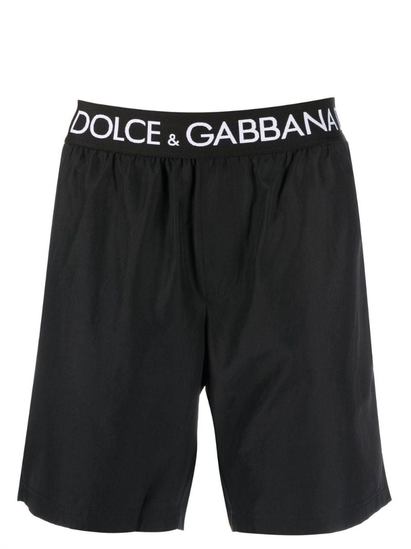 Black Logo Waistband Swim Shorts