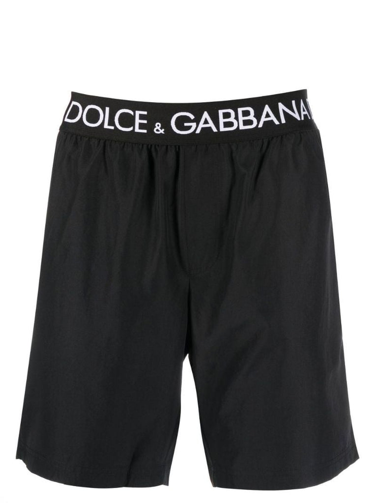 Black Logo Waistband Swim Shorts