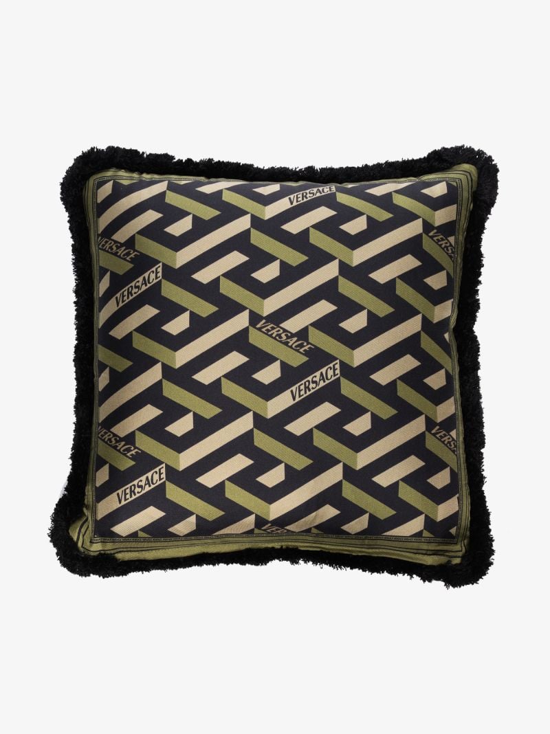 Blue Graffiti Medusa Monogram Cushion