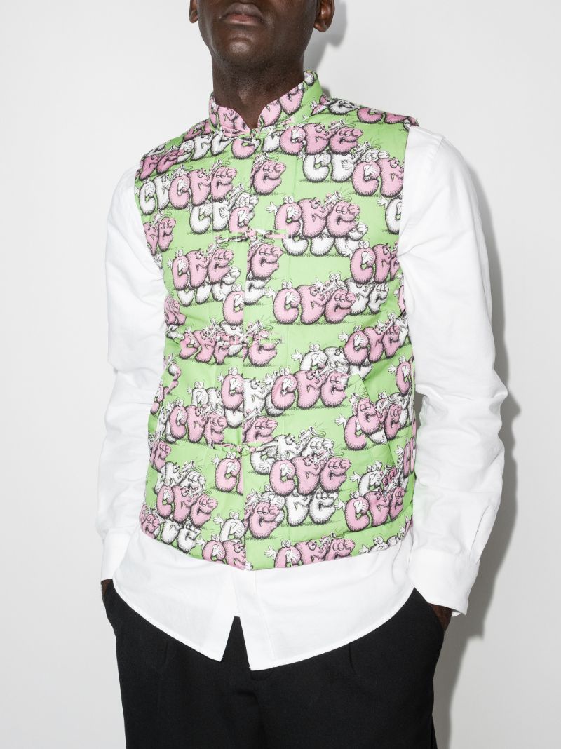 X Kaws Cartoon Logo Print Gilet