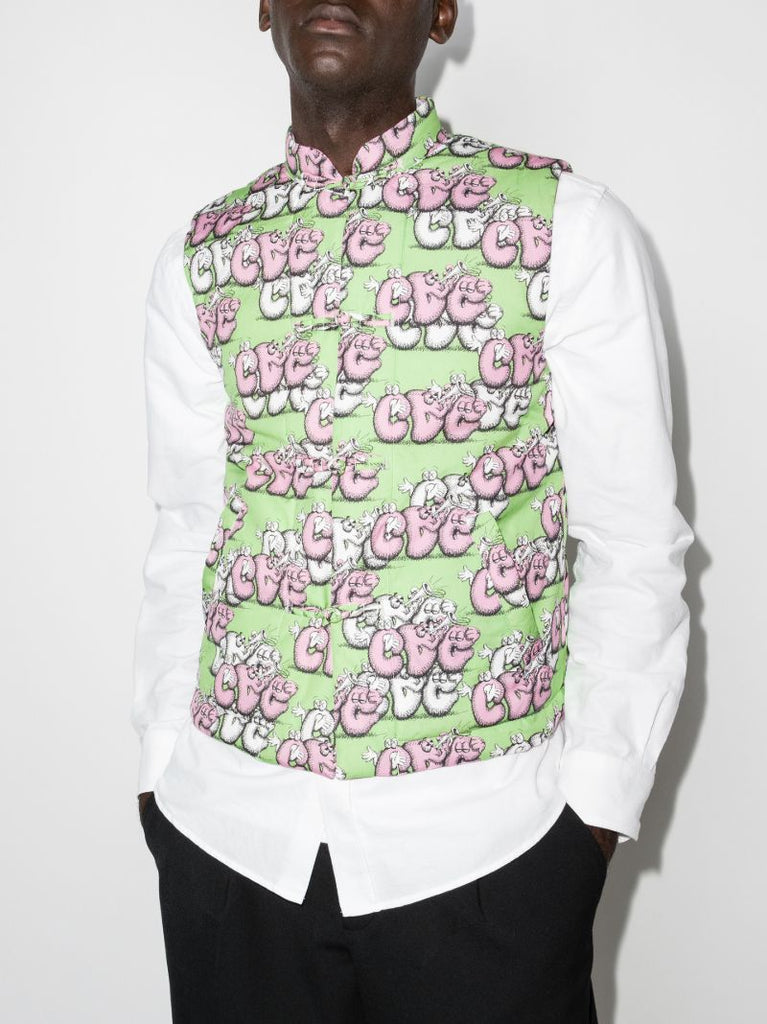 X Kaws Cartoon Logo Print Gilet