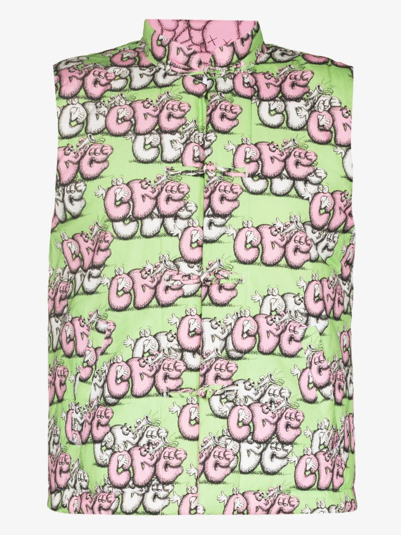 X Kaws Cartoon Logo Print Gilet