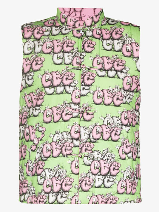 X Kaws Cartoon Logo Print Gilet