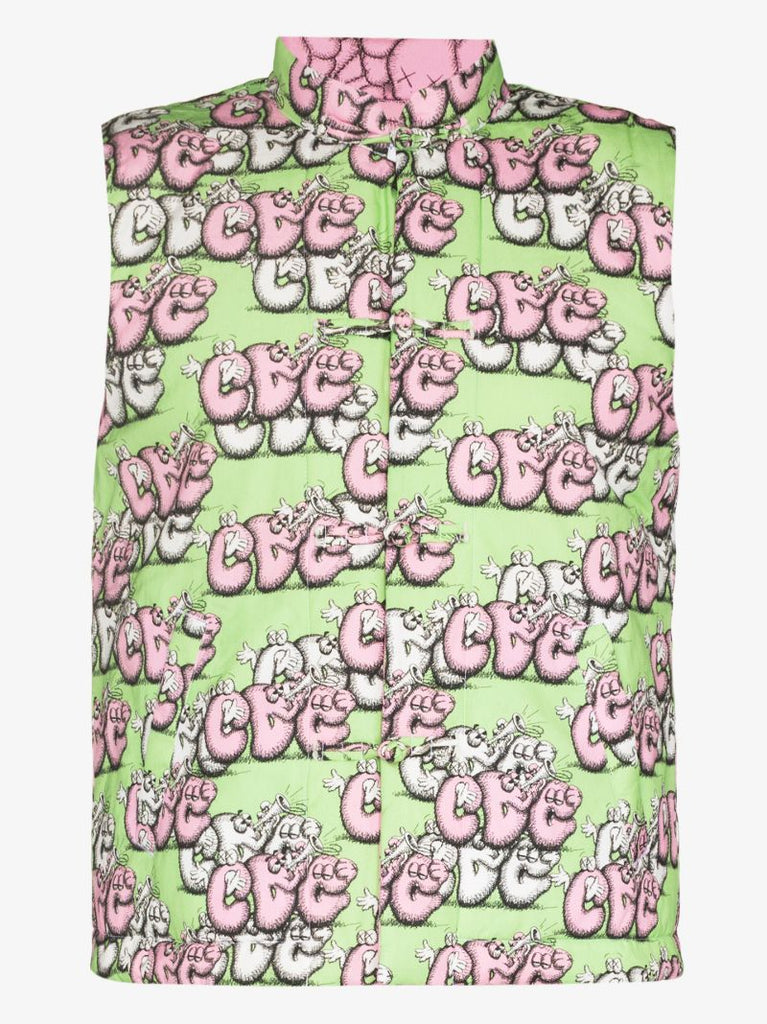 X Kaws Cartoon Logo Print Gilet