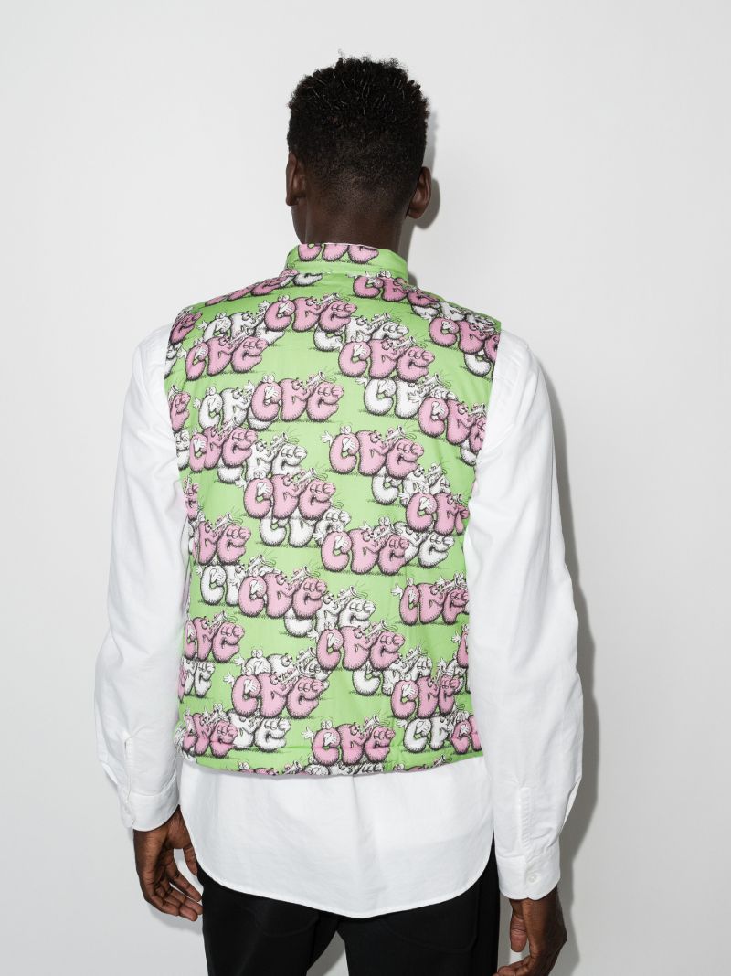 X Kaws Cartoon Logo Print Gilet