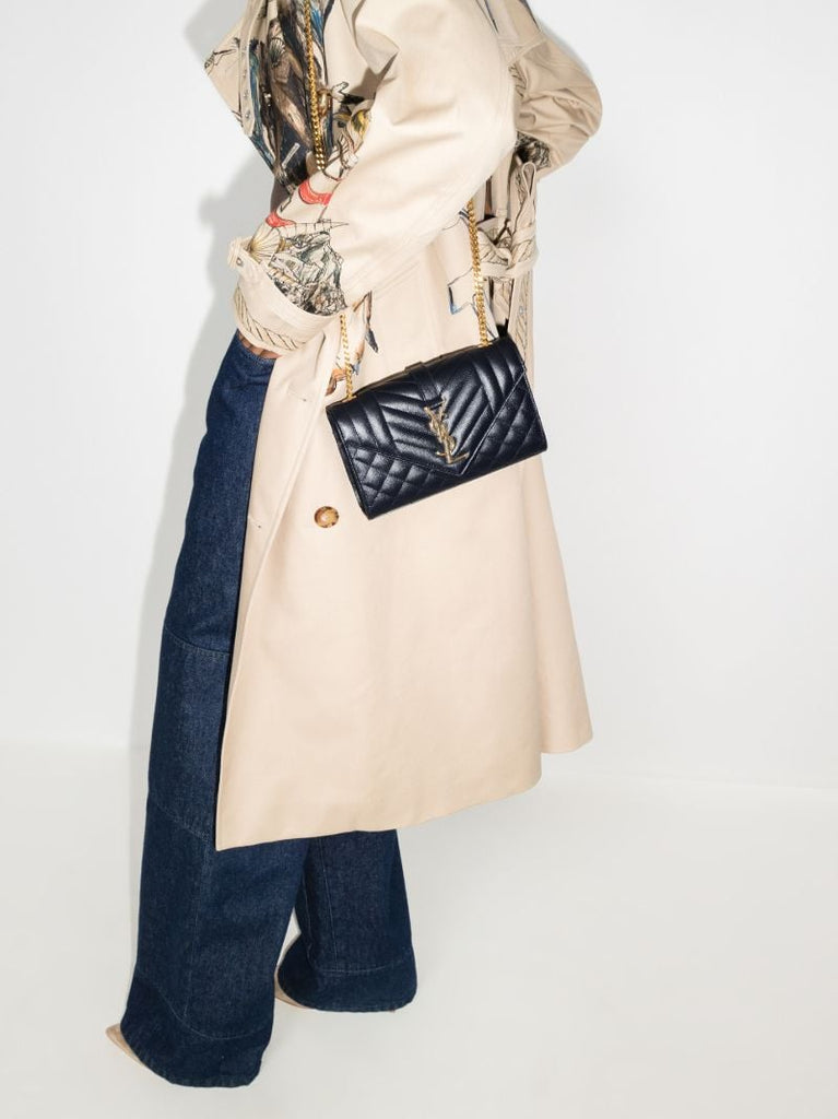 Blue Envelope Leather Cross Body Bag