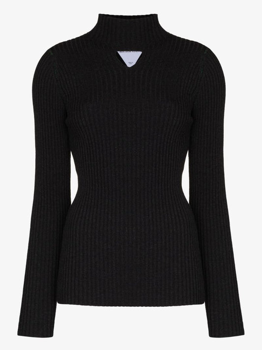 Grey Cut-out Wool Sweater