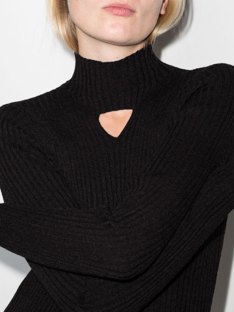 Grey Cut-out Wool Sweater