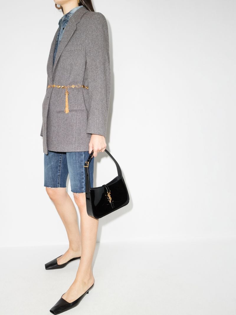 Black Le 5 Ã_x0083_Â  7 Patent Leather Shoulder Bag