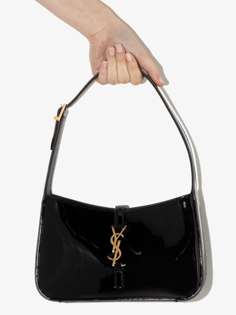 Black Le 5 Ã_x0083_Â  7 Patent Leather Shoulder Bag