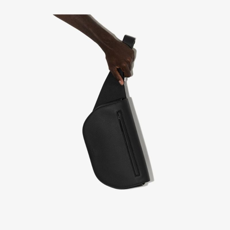Black Olympia Large Leather Cross Body Bag