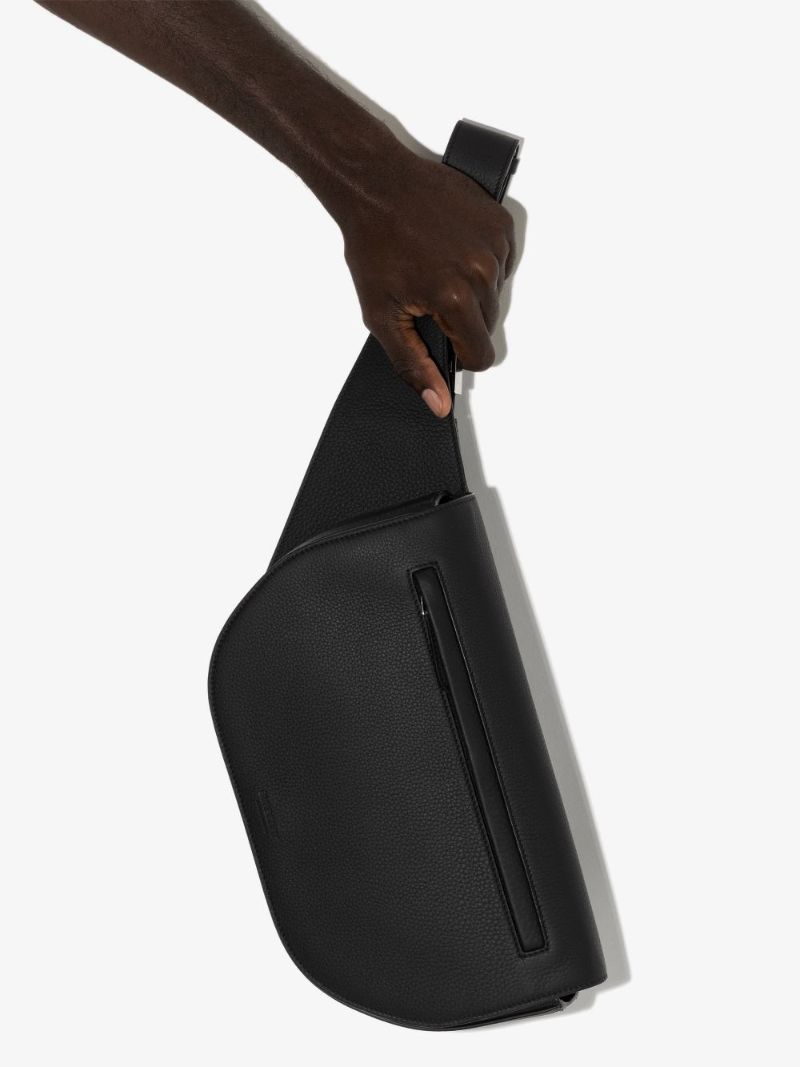 Black Olympia Large Leather Cross Body Bag