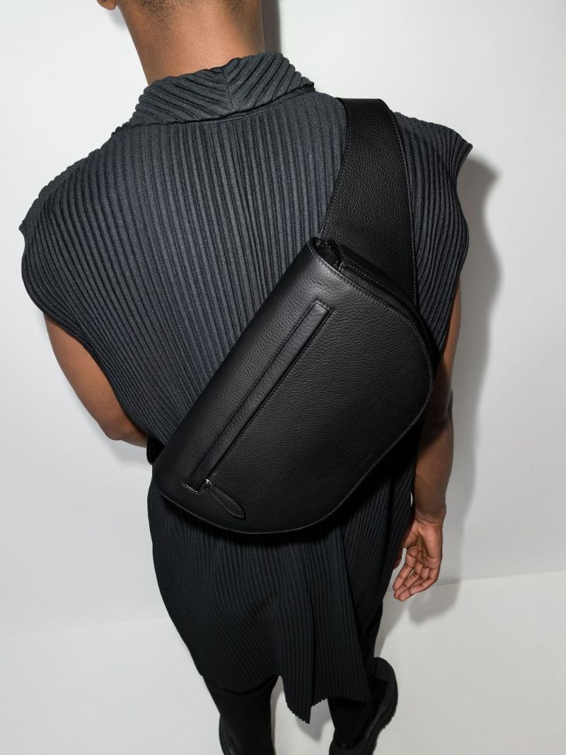 Black Olympia Large Leather Cross Body Bag