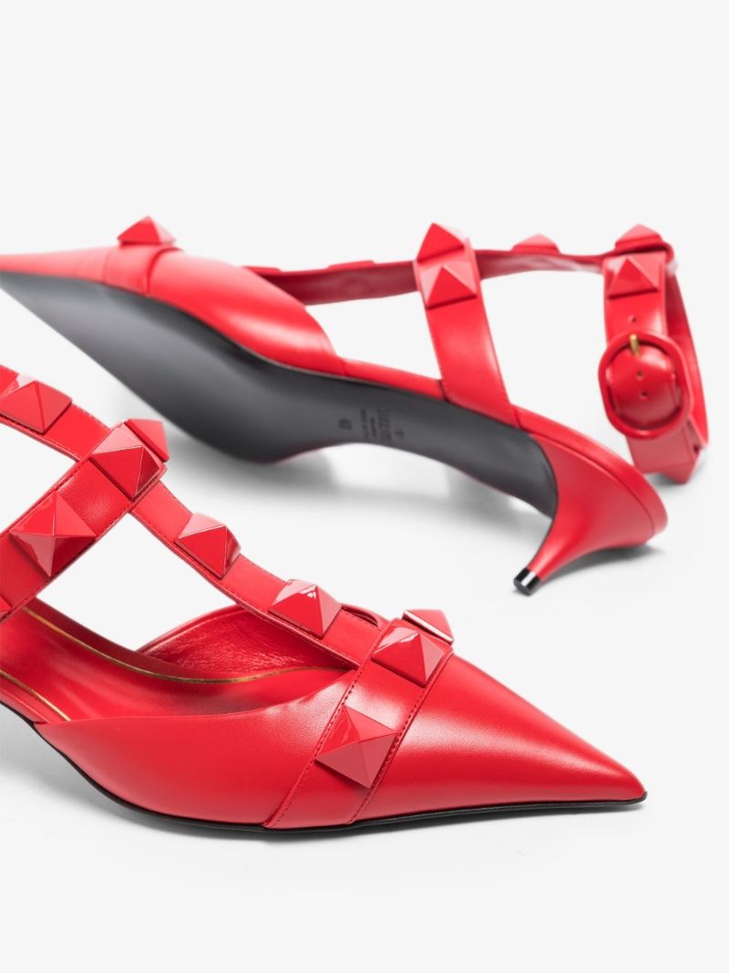 Red Roman Stud 40 Leather Pumps