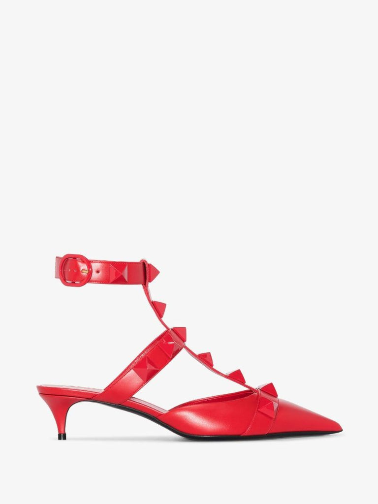 Red Roman Stud 40 Leather Pumps