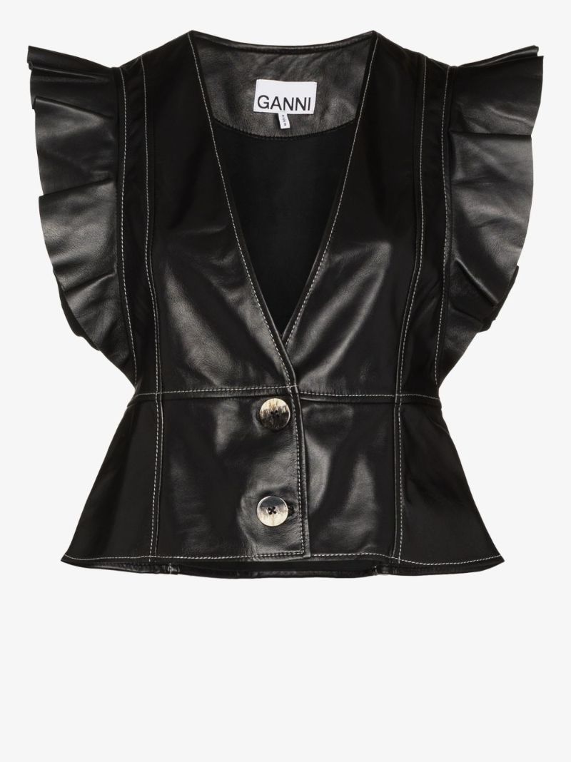 Flutter Sleeve Leather Top