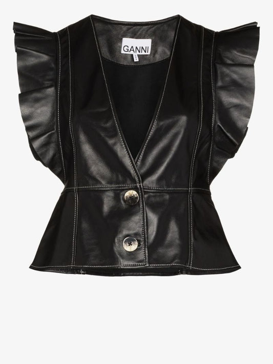 Flutter Sleeve Leather Top