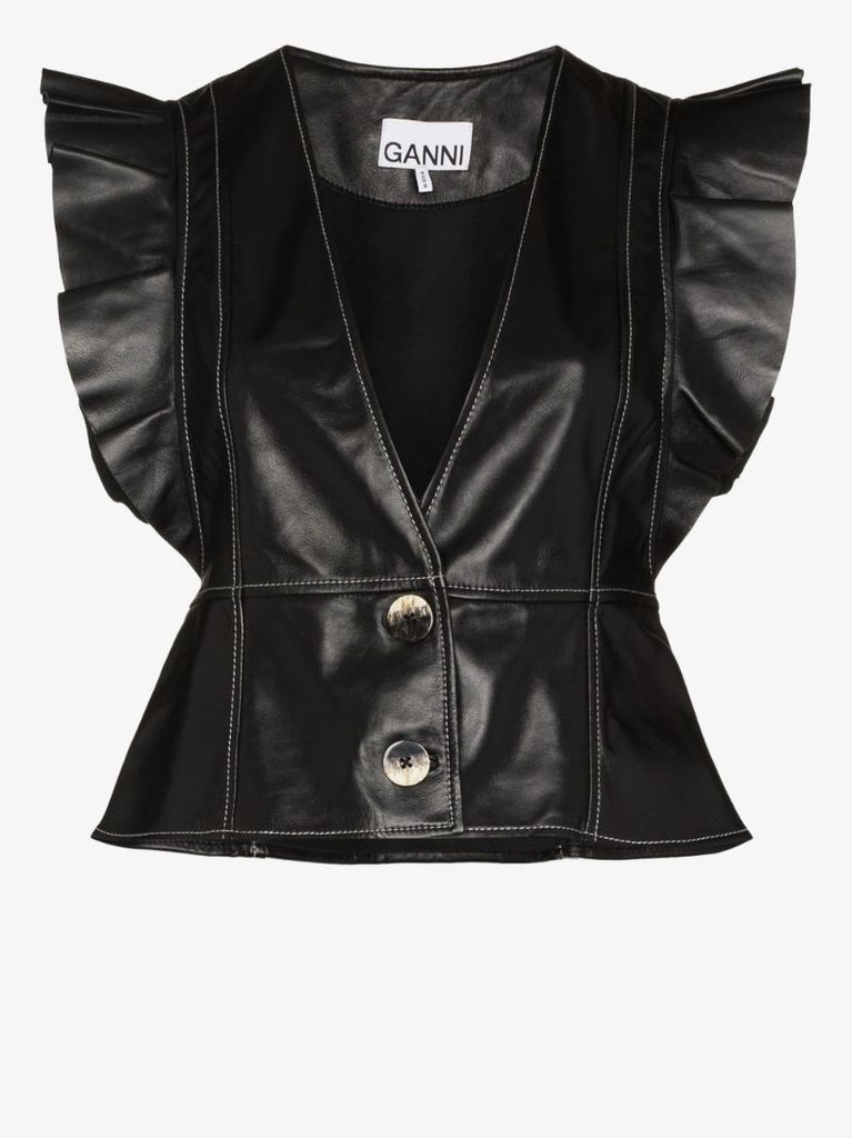 Flutter Sleeve Leather Top