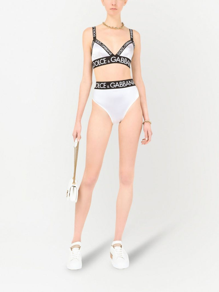 White Logo-trim Bra