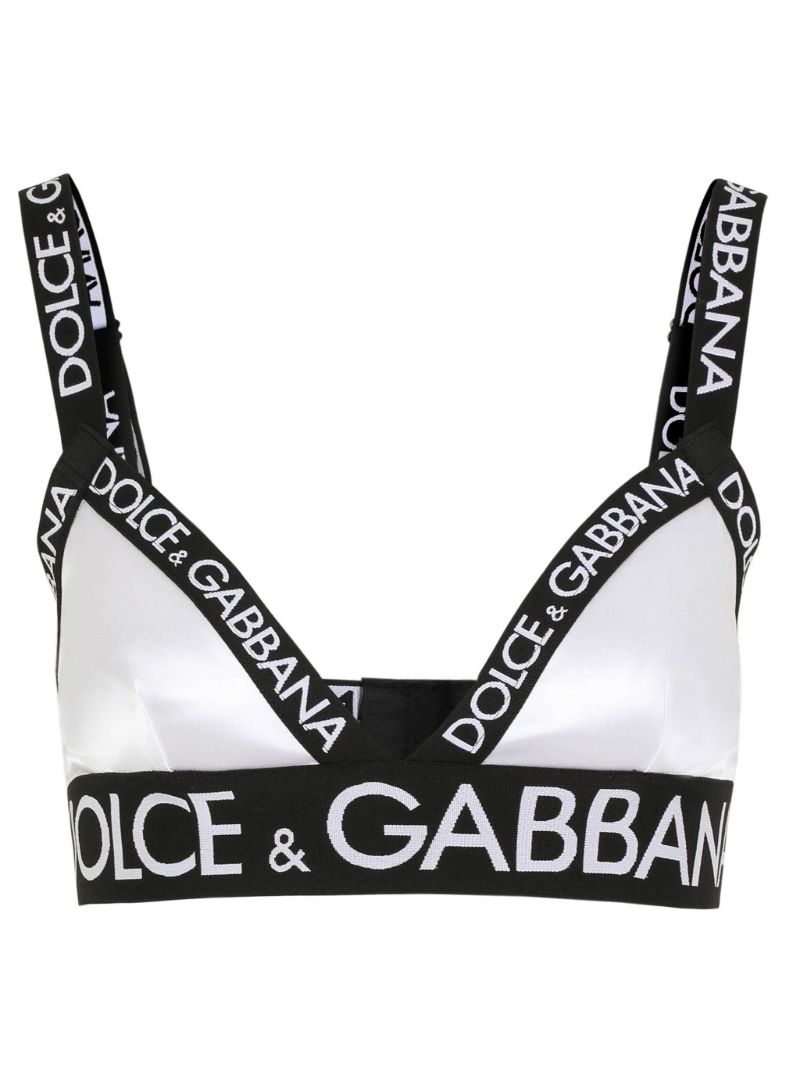 White Logo-trim Bra