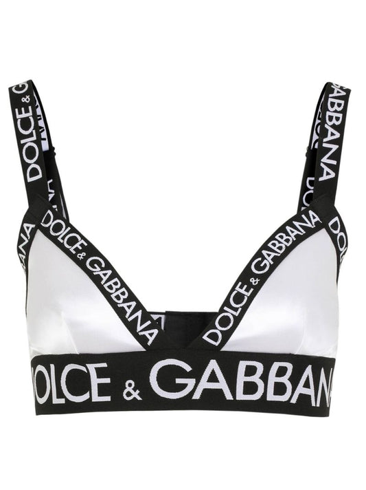White Logo-trim Bra