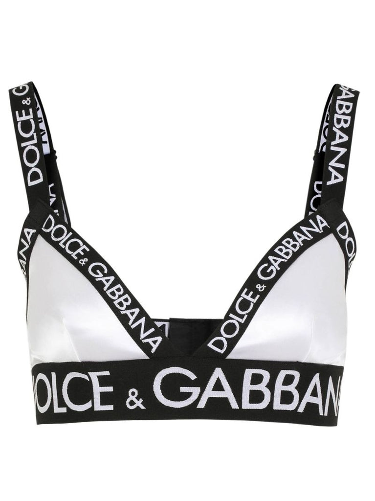 White Logo-trim Bra