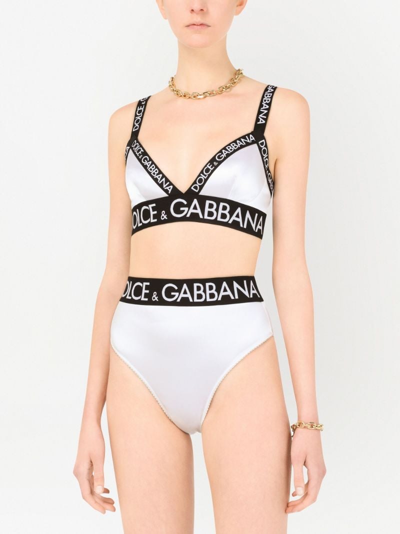 White Logo-trim Bra