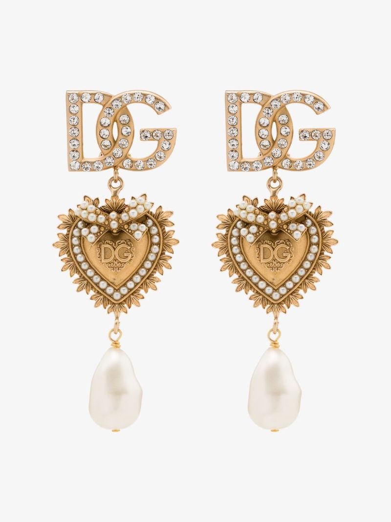 Gold Tone Devotion Pearl Drop Earrings