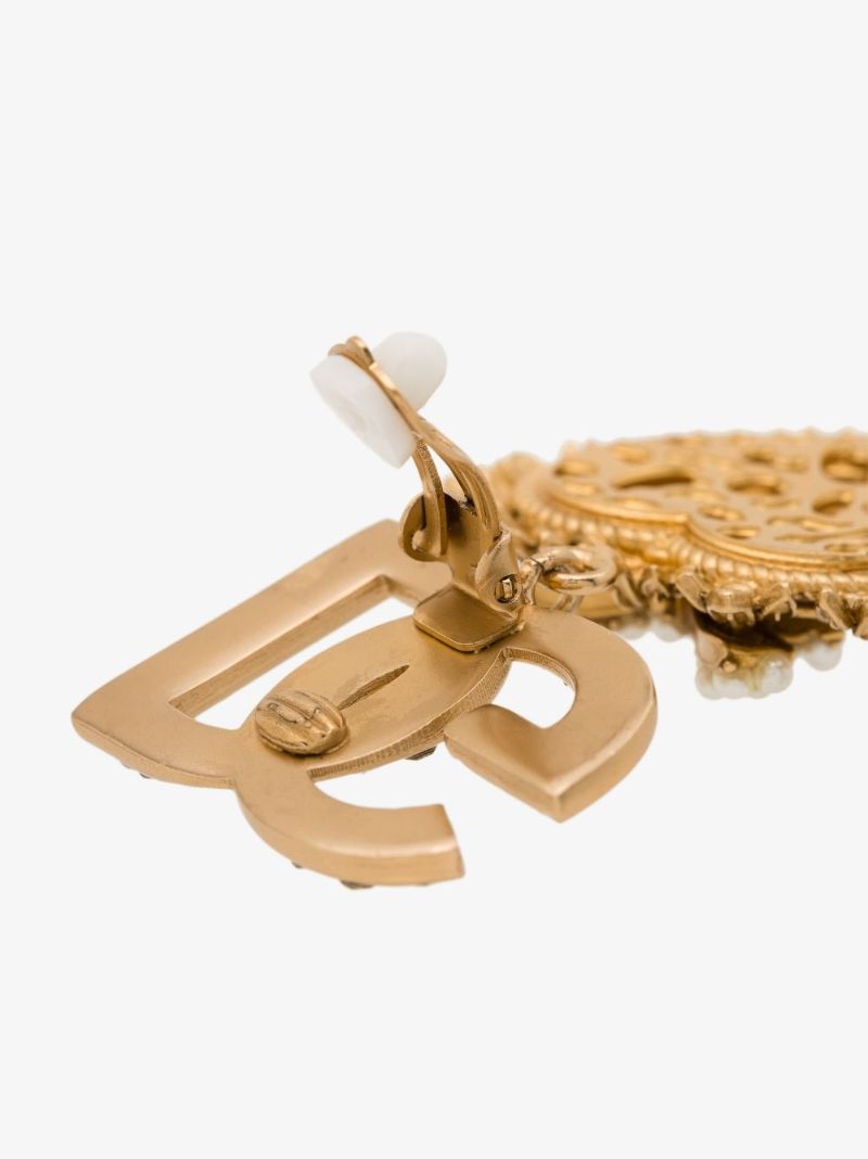 Gold Tone Devotion Pearl Drop Earrings