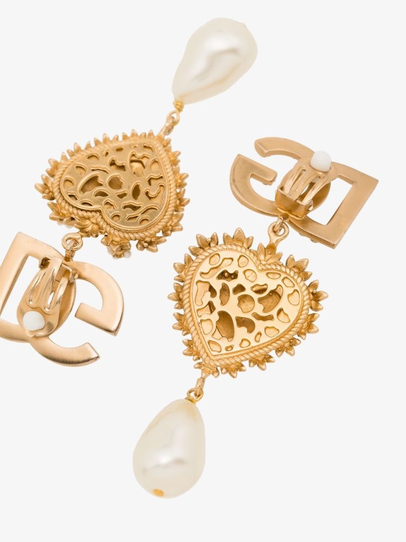 Gold Tone Devotion Pearl Drop Earrings