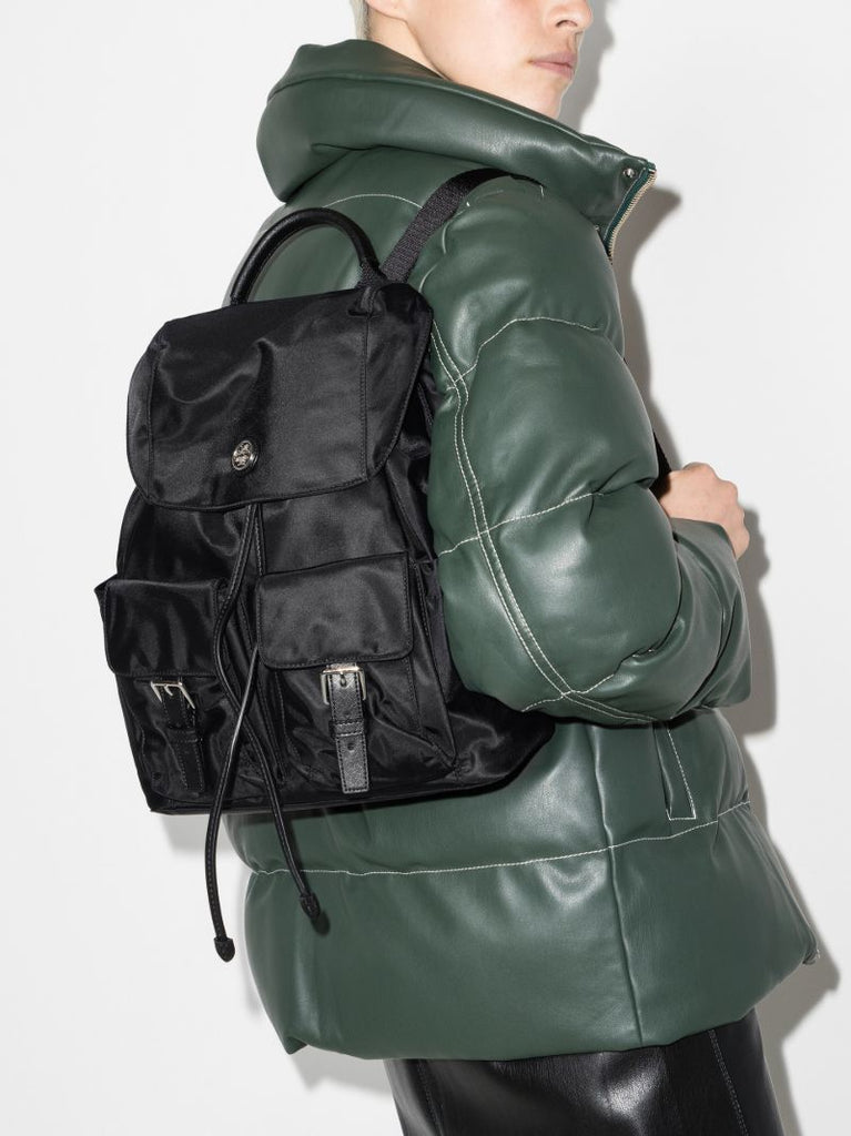 Black T Monogram Flap Backpack