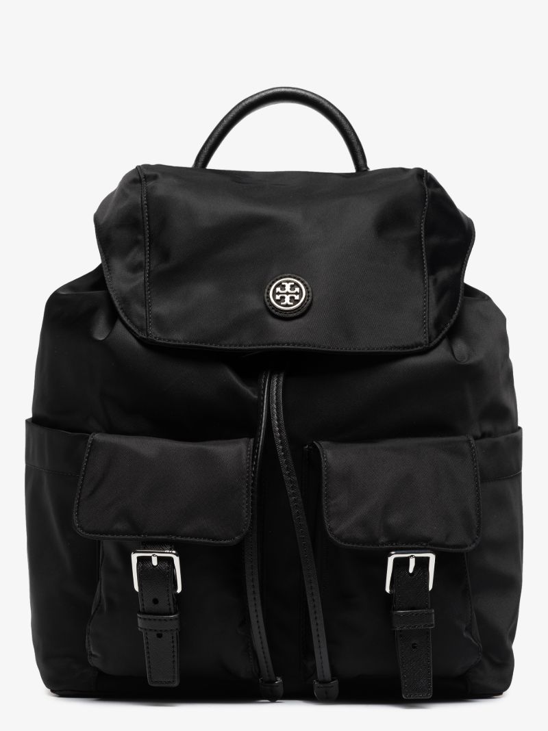 Black T Monogram Flap Backpack