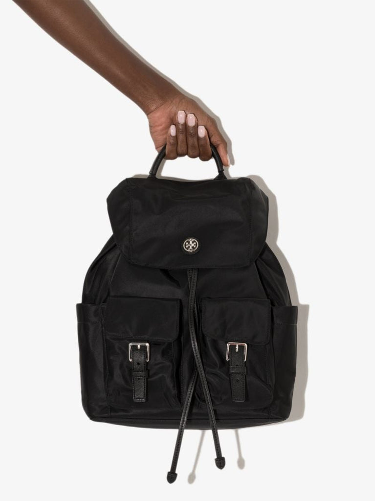 Black T Monogram Flap Backpack