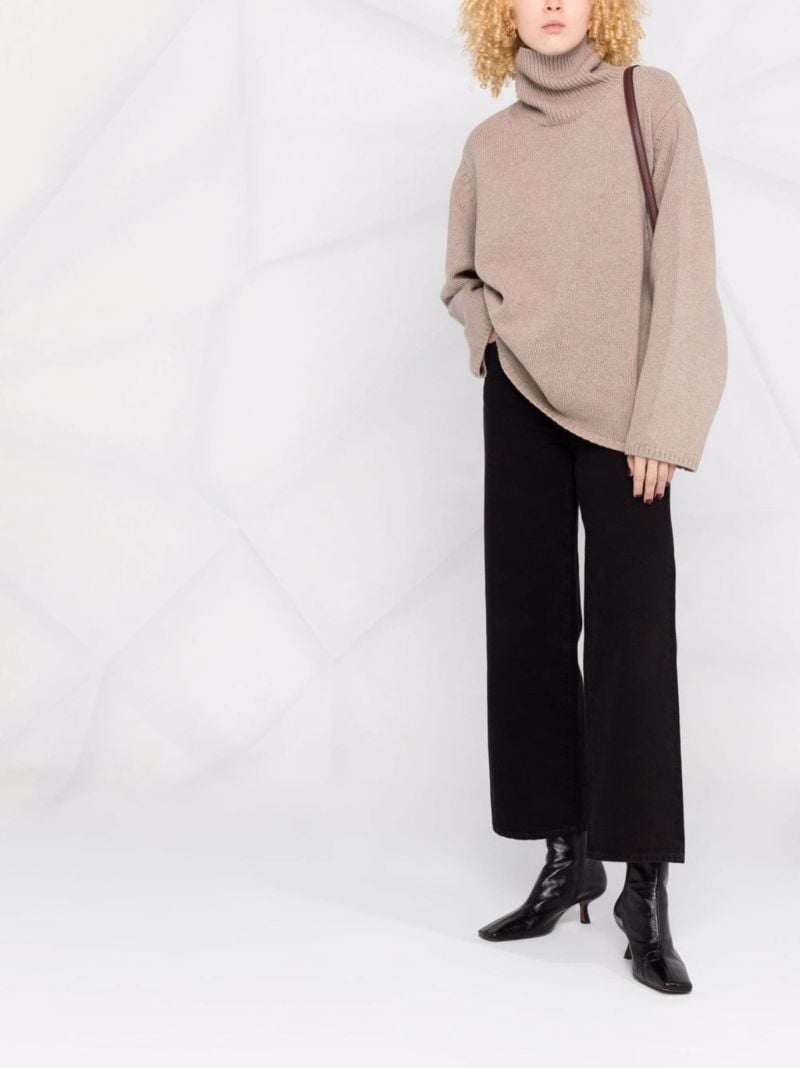 Neutral Roll Neck Wool Sweater