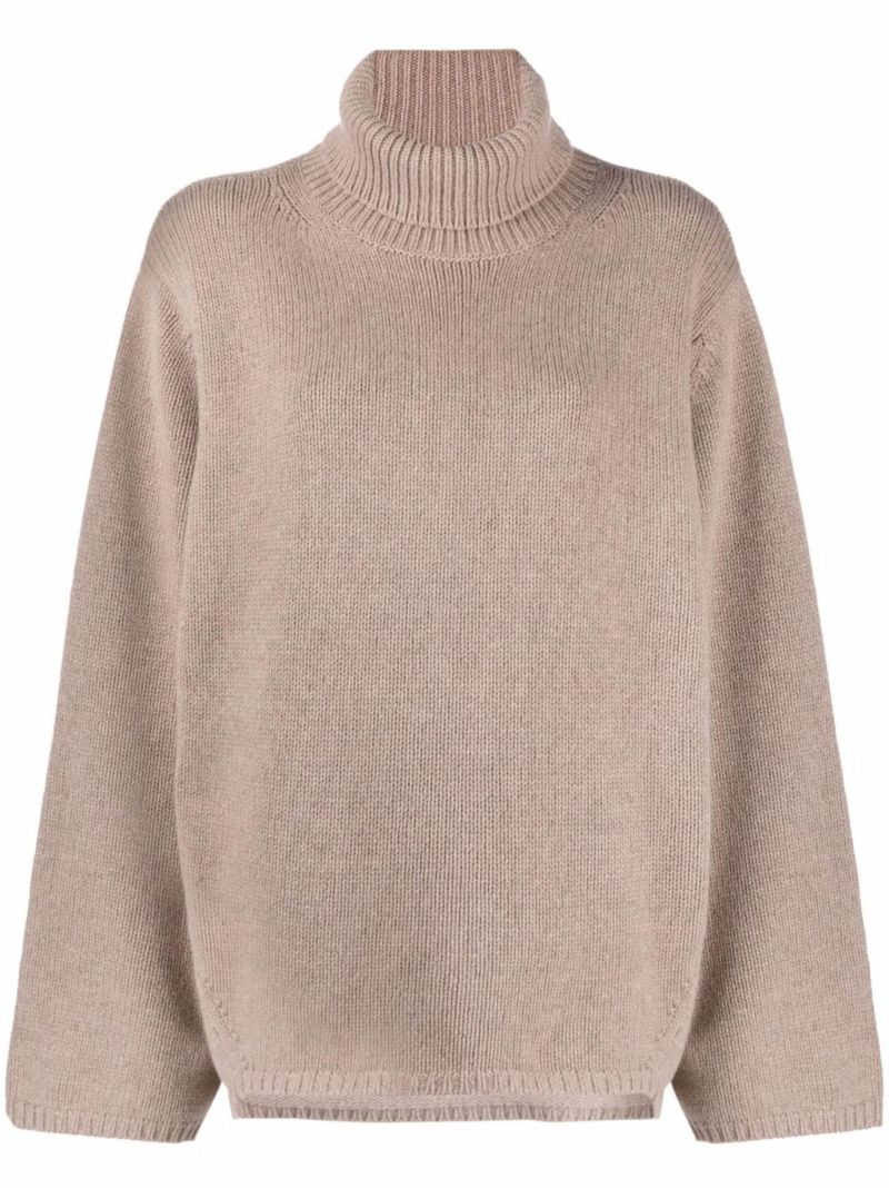 Neutral Roll Neck Wool Sweater